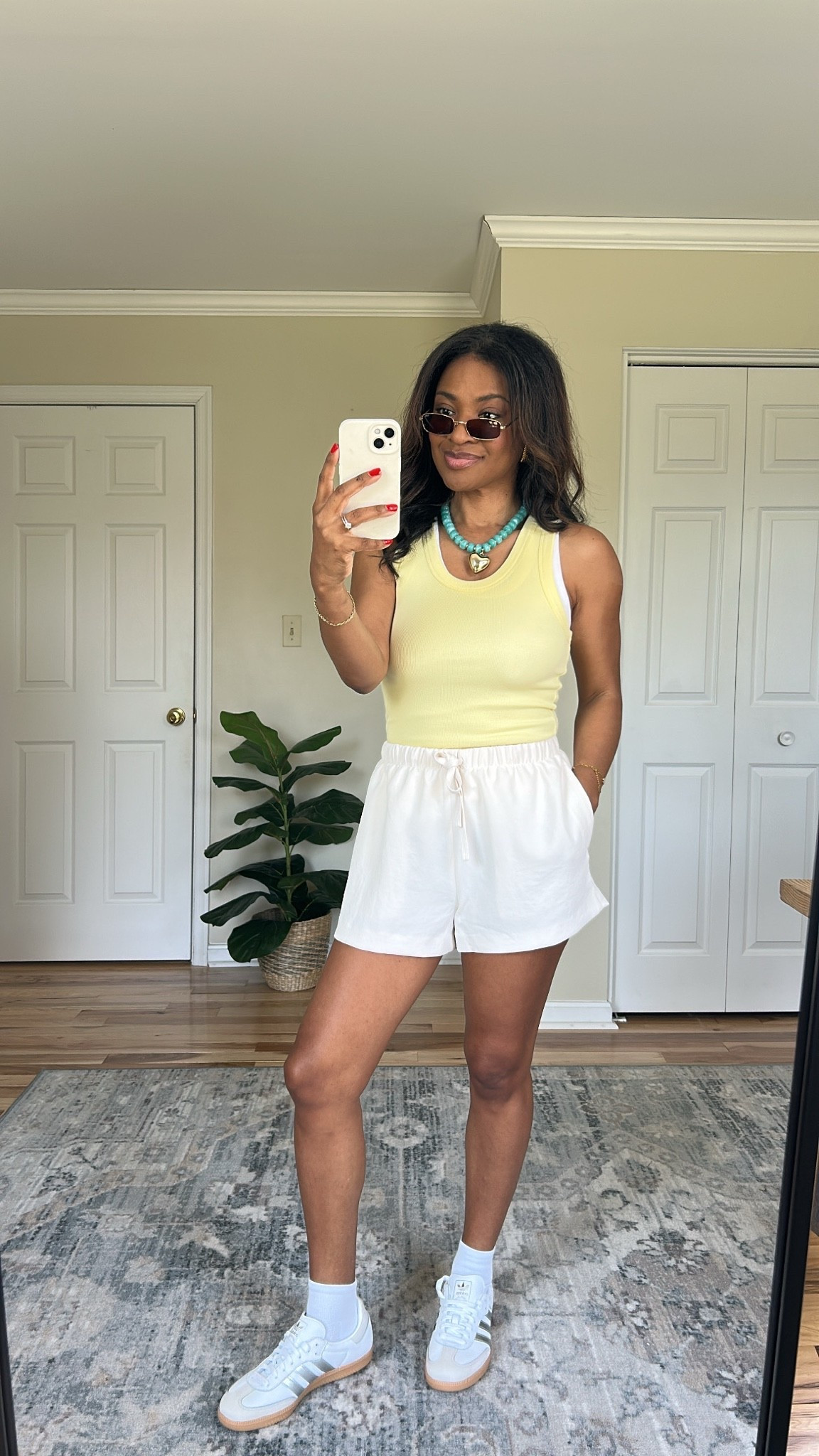 Aritzia finds! Wearing a small in the top, (the tank tops are see through so I had to double up and wear the white one underneath, just a heads up)
Small in shorts. Size down 1/2 in shoes

#LTKgrwm #LTKOver40 #LTKootd