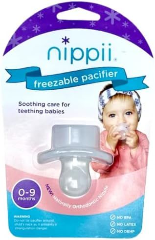 Nippii Freezable Teething Pacifier New Orthodontic Shaped Nipple! (Clear) | Amazon (US)