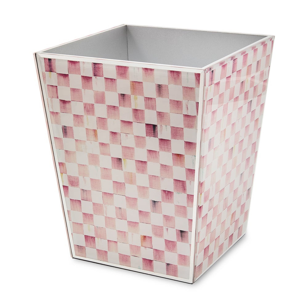 Rosy Check Glass Waste Bin | MacKenzie-Childs