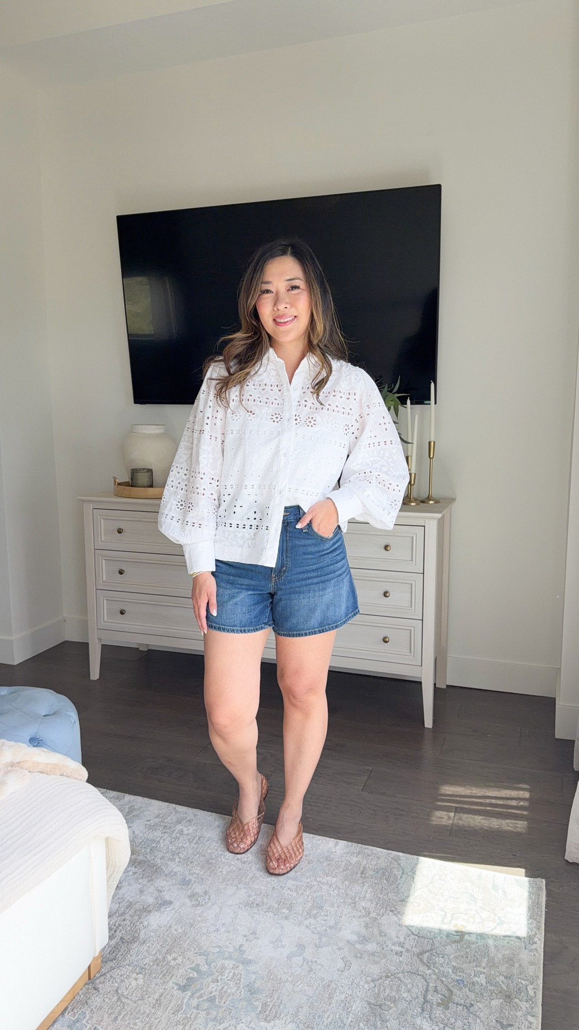 Top: Medium
Shorts: 29

Macy’s // Amazon 