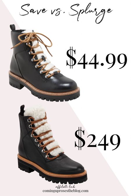 Save vs splurge: Marc Fisher Izzie shearling lace up boots. Found a great lookalike option from Target for under $50!!! 

#LTKunder50 #LTKSeasonal #LTKshoecrush