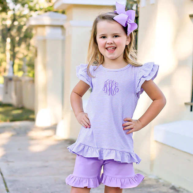 Purple Stripe Milly Short Set | Classic Whimsy