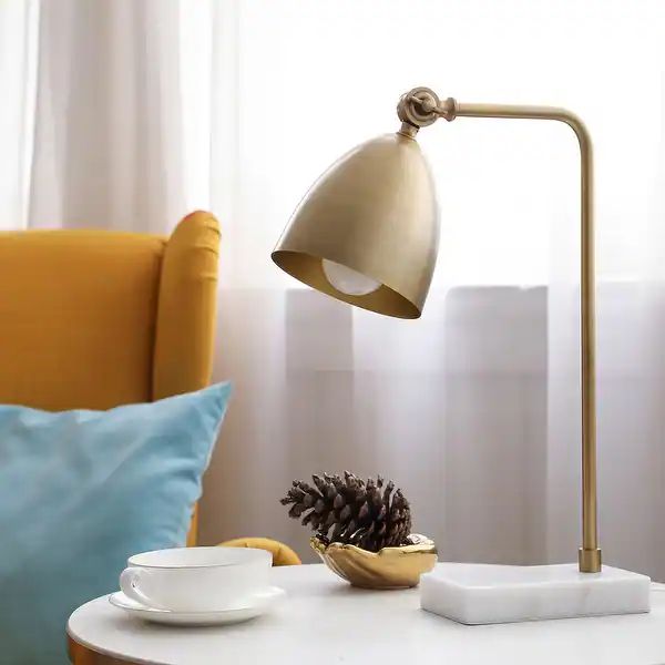 CO-Z 18.3-inch Gold Desk Lamp with Marble Base and Adjustable Metal Shade | Bed Bath & Beyond