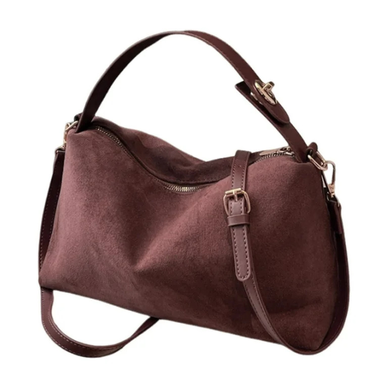 Vintage Faux Sueded PU Leather Shoulder Bag Casual Adjustable Strap Crossbody Handbag Purse with ... | Walmart (US)