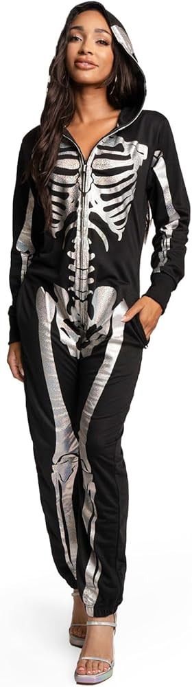 Tipsy Elves Halloween Skeleton Costume for Women - Comfy Easy Adult Onesie Jumpsuit - Front and B... | Amazon (US)