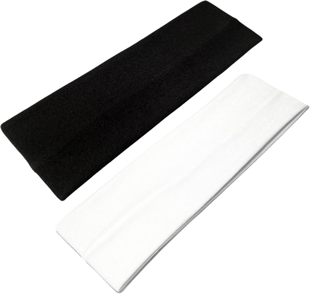WESTEND CHOICE 7cm Wide Headbands 2 Pack Plain Stretchy Hairband Unisex Kylie Headband Bandeau Gy... | Amazon (UK)