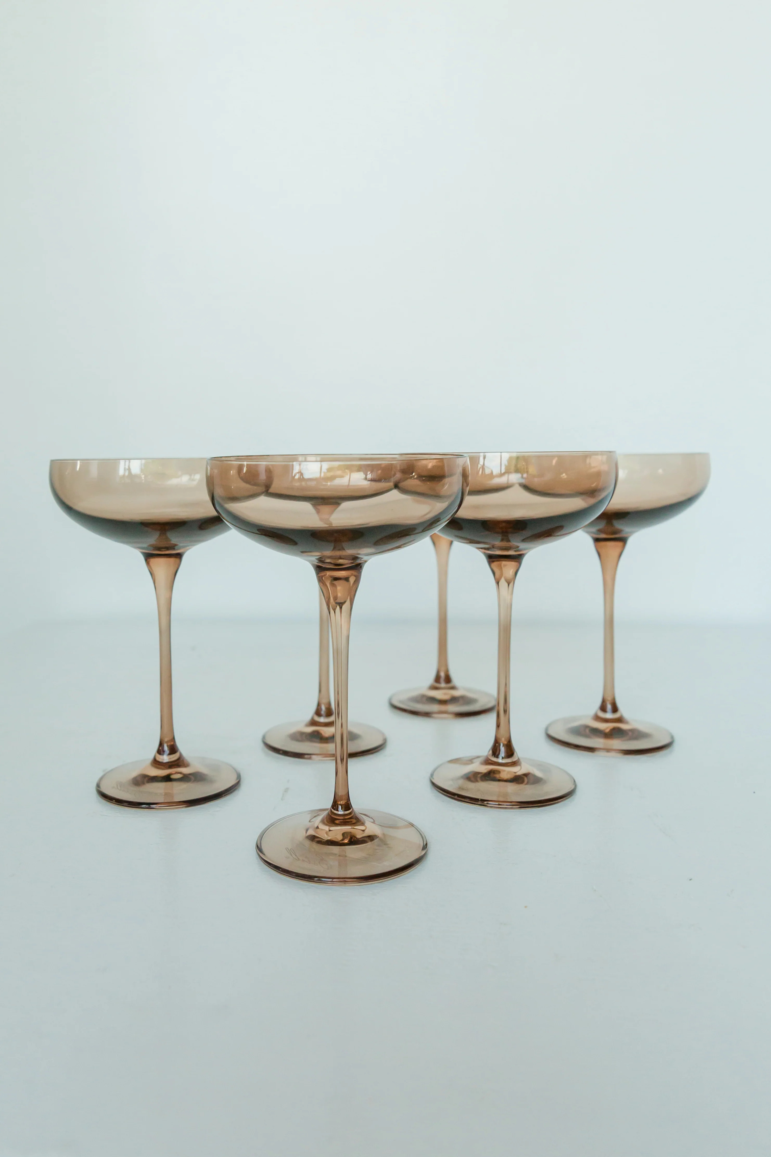 Estelle Colored Champagne Coupe Stemware - Set of 6 {Mocha Mousse (Our | Estelle Colored Glass