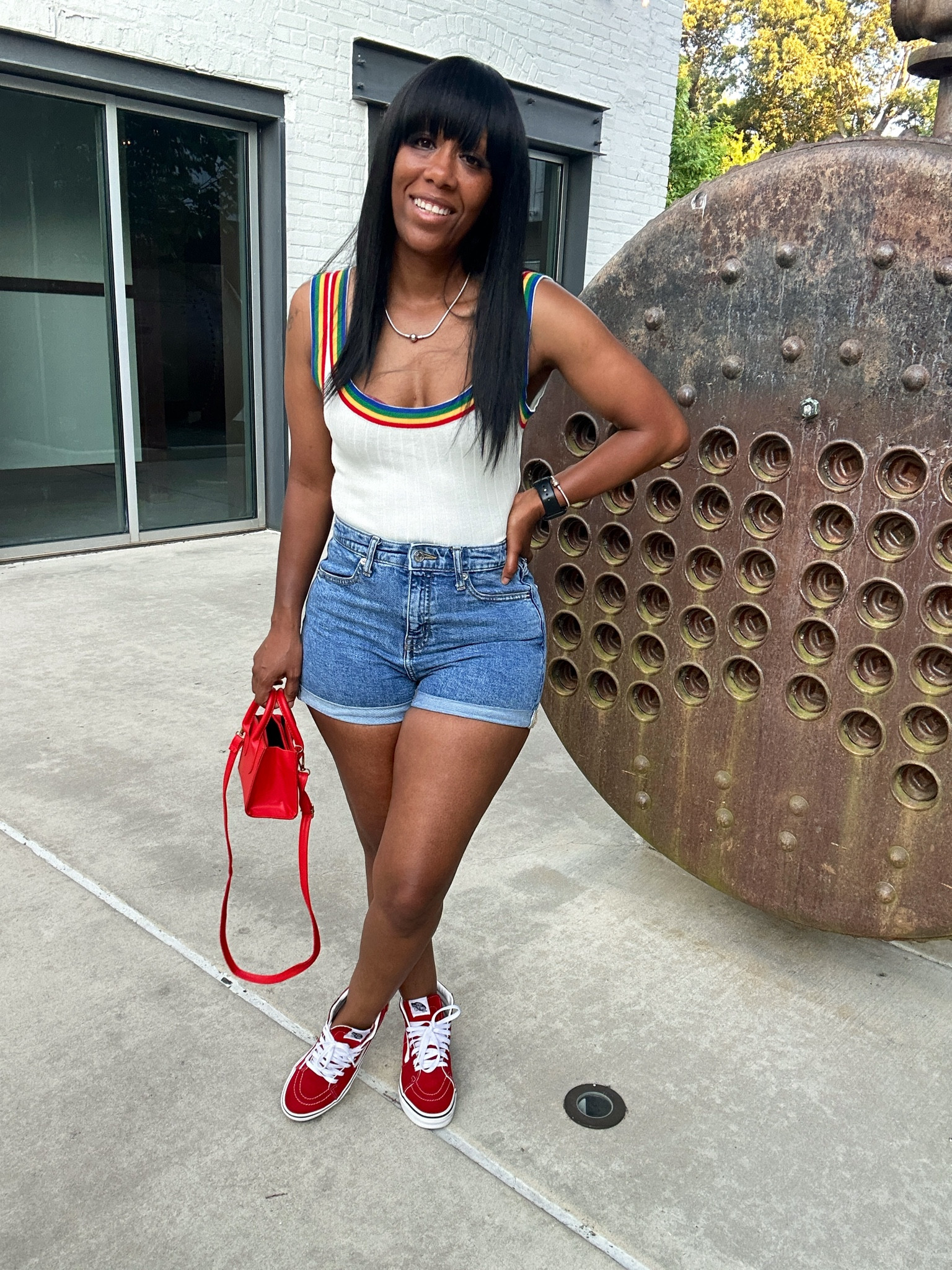 4th of July outfit!
I’m wearing a size small in the rainbow bodysuit and a size 6 in wild fable rolled cuffed shorts.

I styled this outfit with a red mini crossbody and Vans sneakers.

#LTKFindsUnder50 #LTKSeasonal #LTKStyleTip