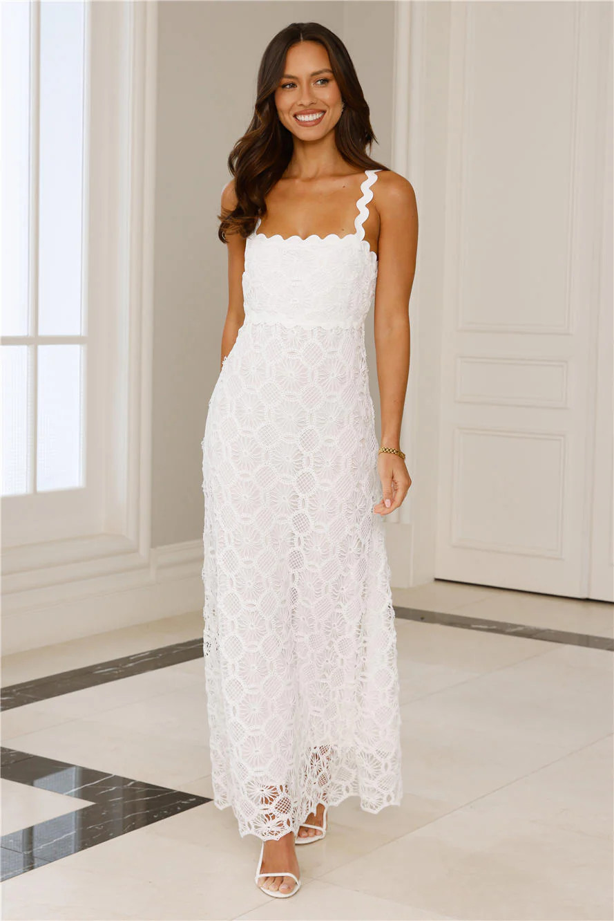 Catching Up Embroidered Maxi Dress White | Hello Molly (US)