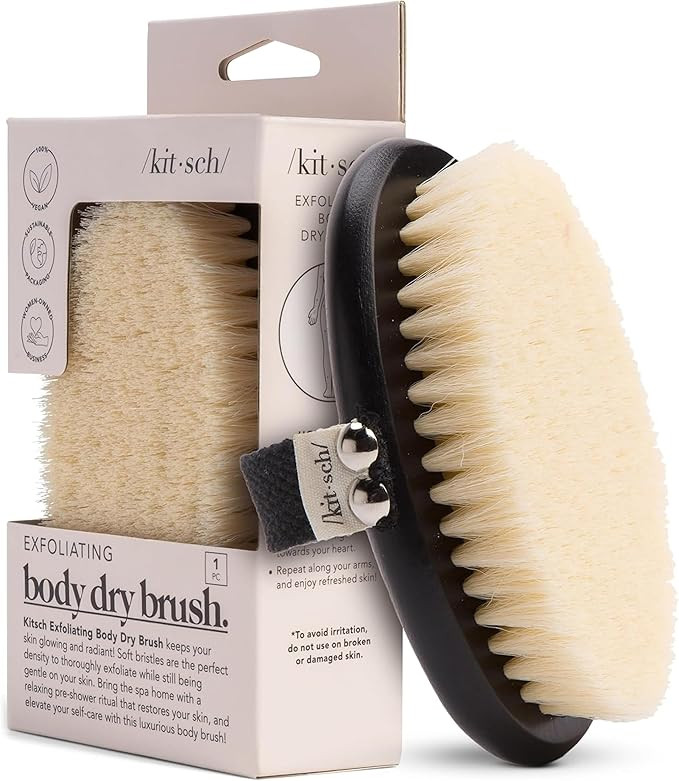 Kitsch Dry Brushing Body Brush for Lymphatic Drainage- Soft Bristles Shower Brush - Dry Brush to ... | Amazon (US)