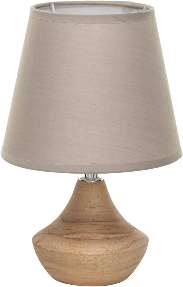 Creative Co-Op Eucalyptus Wood Table Lamp with Linen Shade, Natural | Amazon (US)