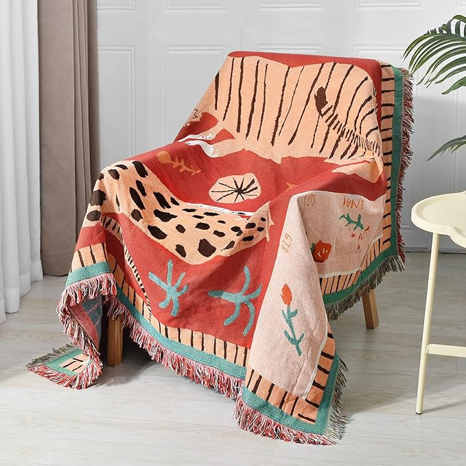 Boho Throw Blanket Reversible Cotton Bohemian Tapestry Hippie Room Decor Outdoor Blanket Double S... | Amazon (US)