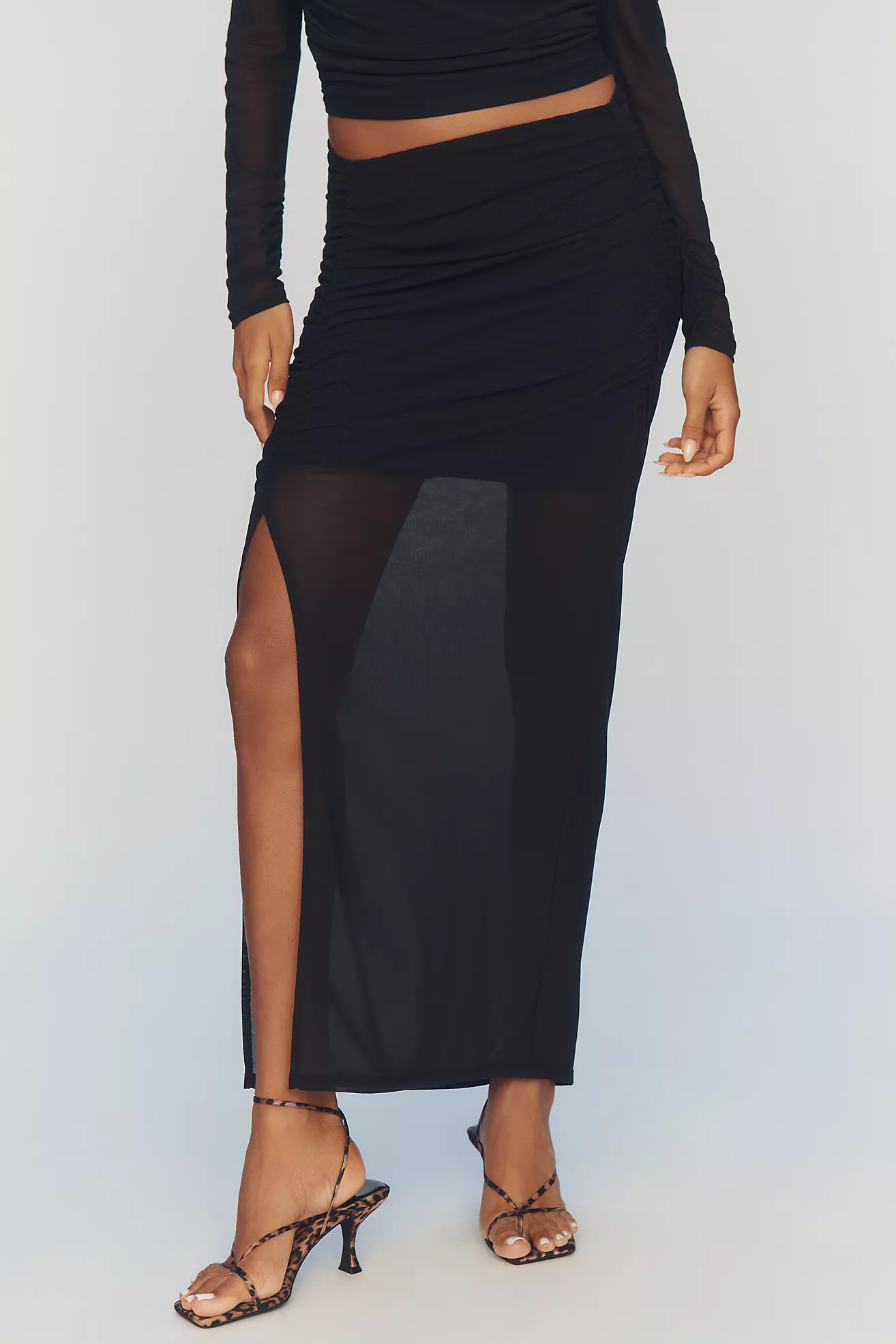 By Anthropologie Ruched Side-Slit Maxi Skirt | Anthropologie (US)