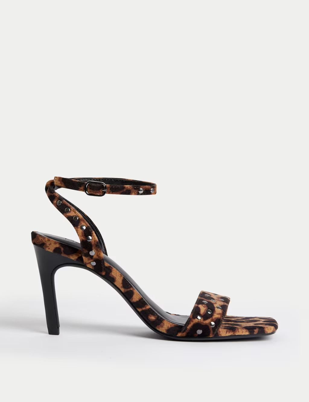 Leopard Print Studded Ankle Strap Stiletto Heel Sandals | Marks & Spencer (UK)