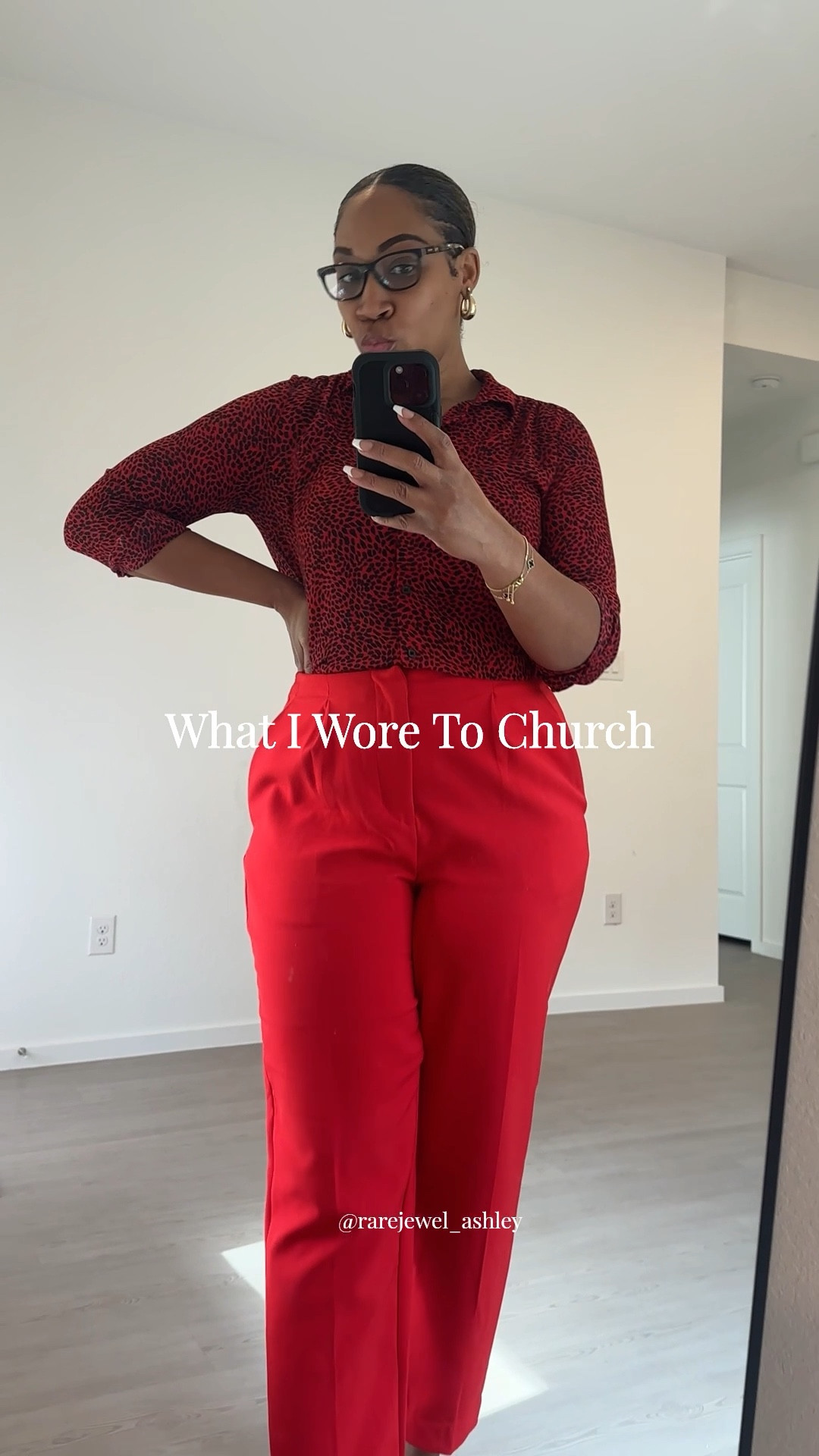 What I wore to church, today! 
*similar pieces linked to recreate similar look.

Blouse: @hm
Trousers: @target
Heels: @marcfisher
Prescribed glasses: @katespade

Hashtags: 
#whatiwore #myootd #ootd #lotd #churchoutfit #trousers #blouse #red #styleinspo #outfitinspiration #fallstyle #holidaystyle #holiday #trending 

#LTKootd #LTKHoliday #LTKgrwm