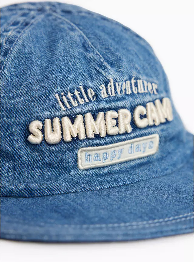 Denim Summer Camp Motif Baseball Cap 6-12 months | Tu Clothing