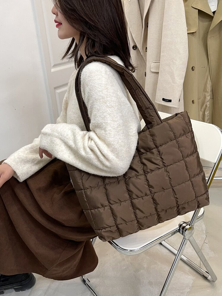 Geo Embossed Shoulder Tote Bag | SHEIN