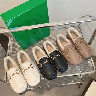 Chain Accent Fleece-Lined Loafers | YesStyle Global