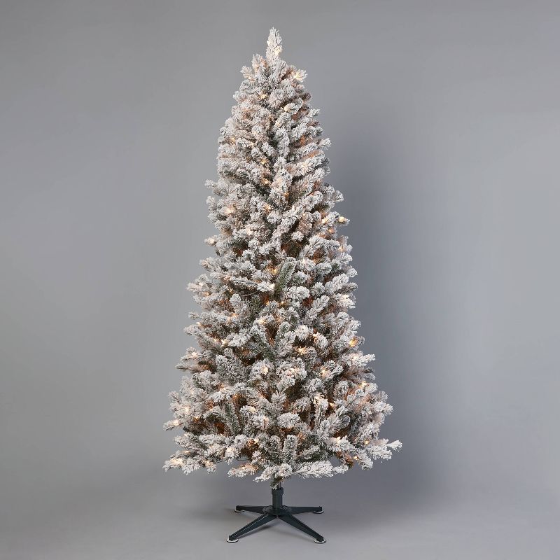 7&#39; Pre-Lit Flocked Douglas Taos Fir Artificial Christmas Tree Clear Lights - Wondershop&#8482... | Target