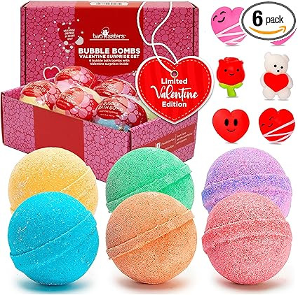 Valentines Bath Bombs for Kids with Surprise Heart Toys Inside (6 Pack) - Bubble Bath, USA Made, ... | Amazon (US)