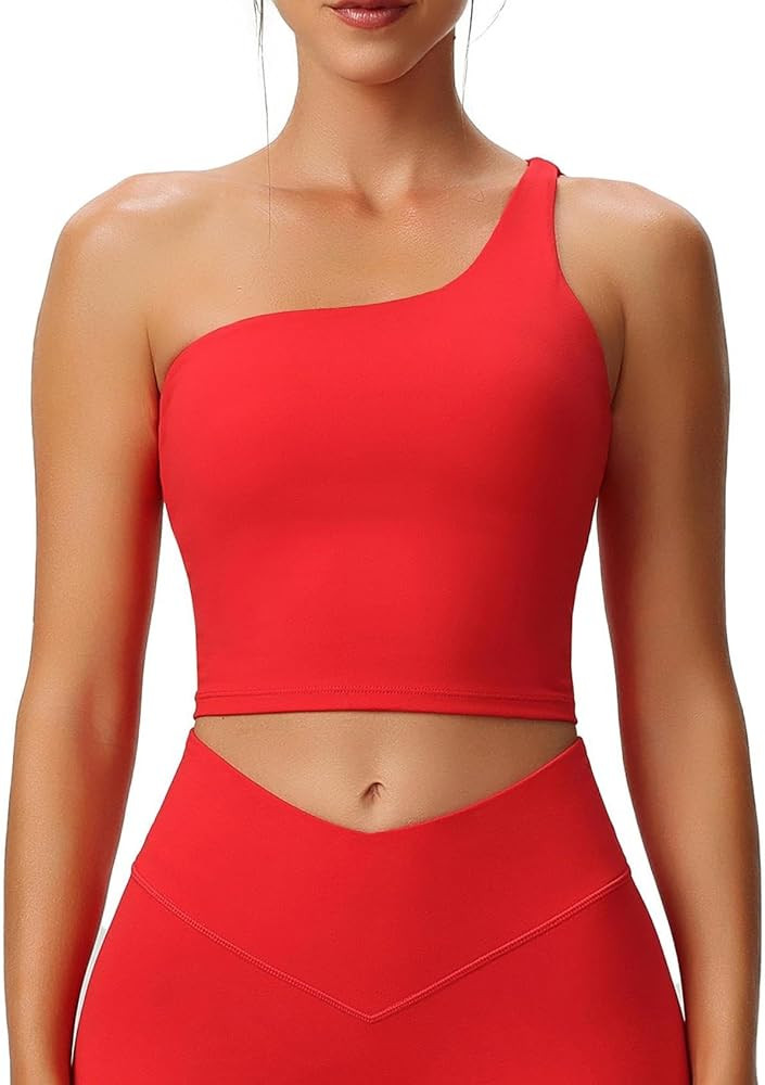 Aoxjox Women's Workout Sports Bras One Shoulder Astoria Longline Tank Fitness Training Gym Yoga C... | Amazon (US)