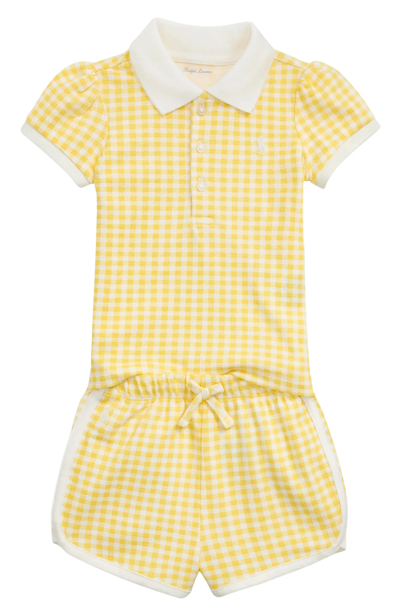 Ralph Lauren Gingham Cotton Piqué Polo & Shorts Set | Nordstrom | Nordstrom