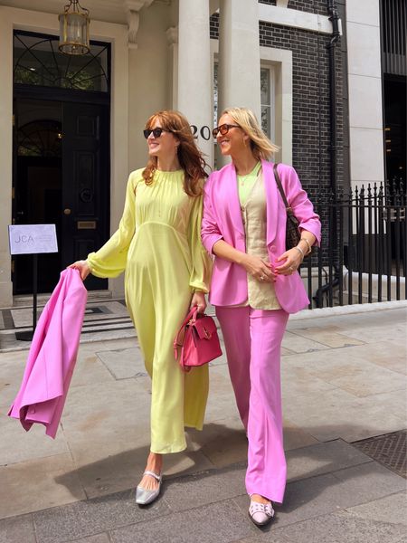 Lemon yellow midi silk Hobbs dress, pink Suit 

#LTKwedding #LTKeurope
