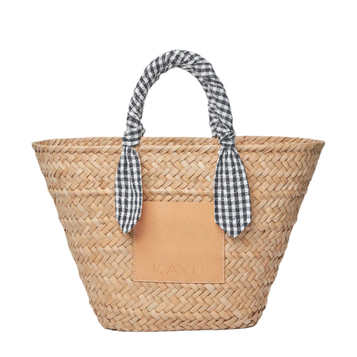 Marlow Straw Scarf Tote Bag in Black Gingham | Over The Moon