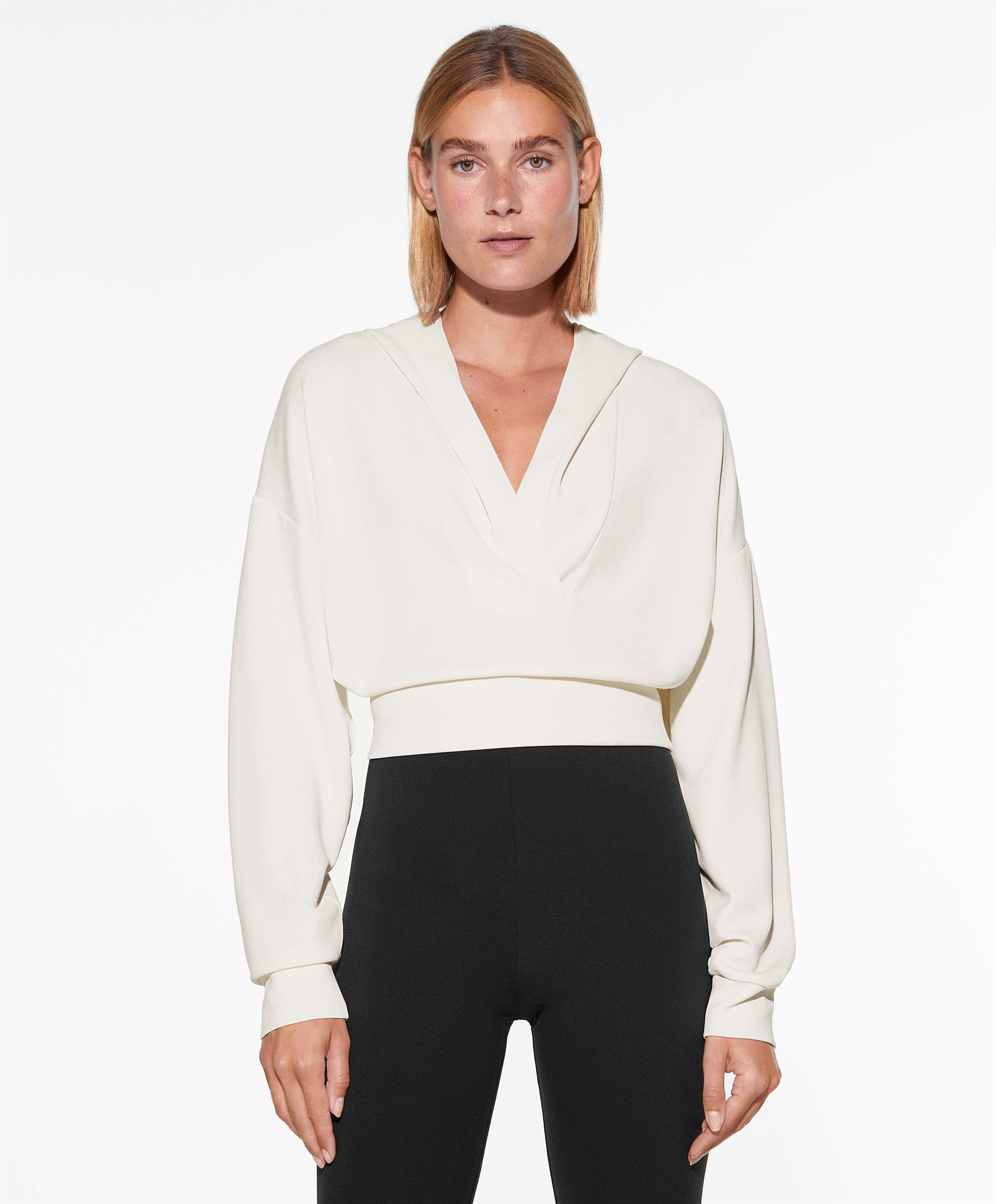 Open crop sweatshirt with modal | OYSHO United States | OYSHO UK