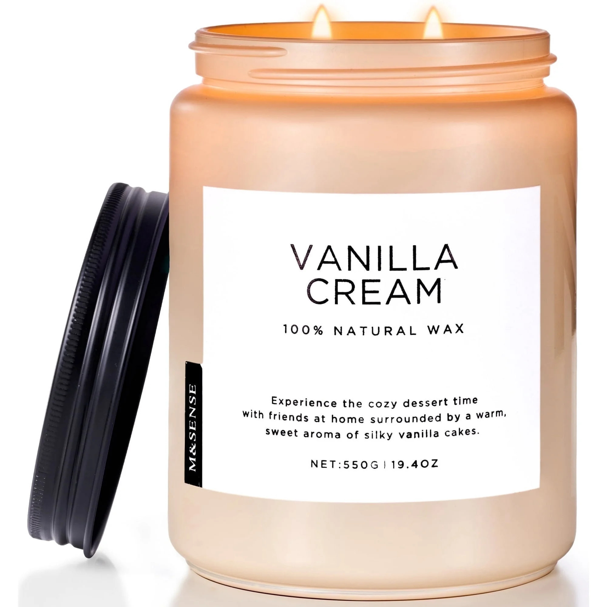 M&SENSE VanillaCream Scented Candle, 19.4oz Natural Soy Jar Candles for Home, Large 2 Wick, Up to... | Walmart (US)