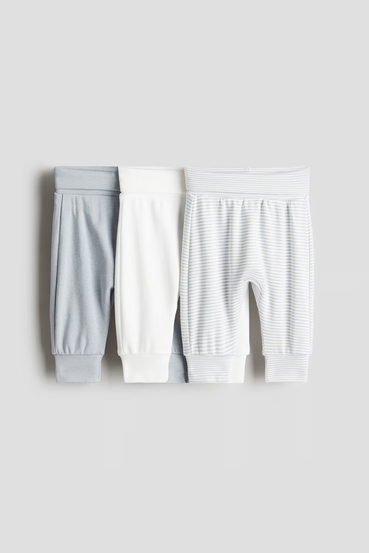 3-pack foldover-waist trousers - Light blue/striped - Kids | H&M US | H&M (US + CA)