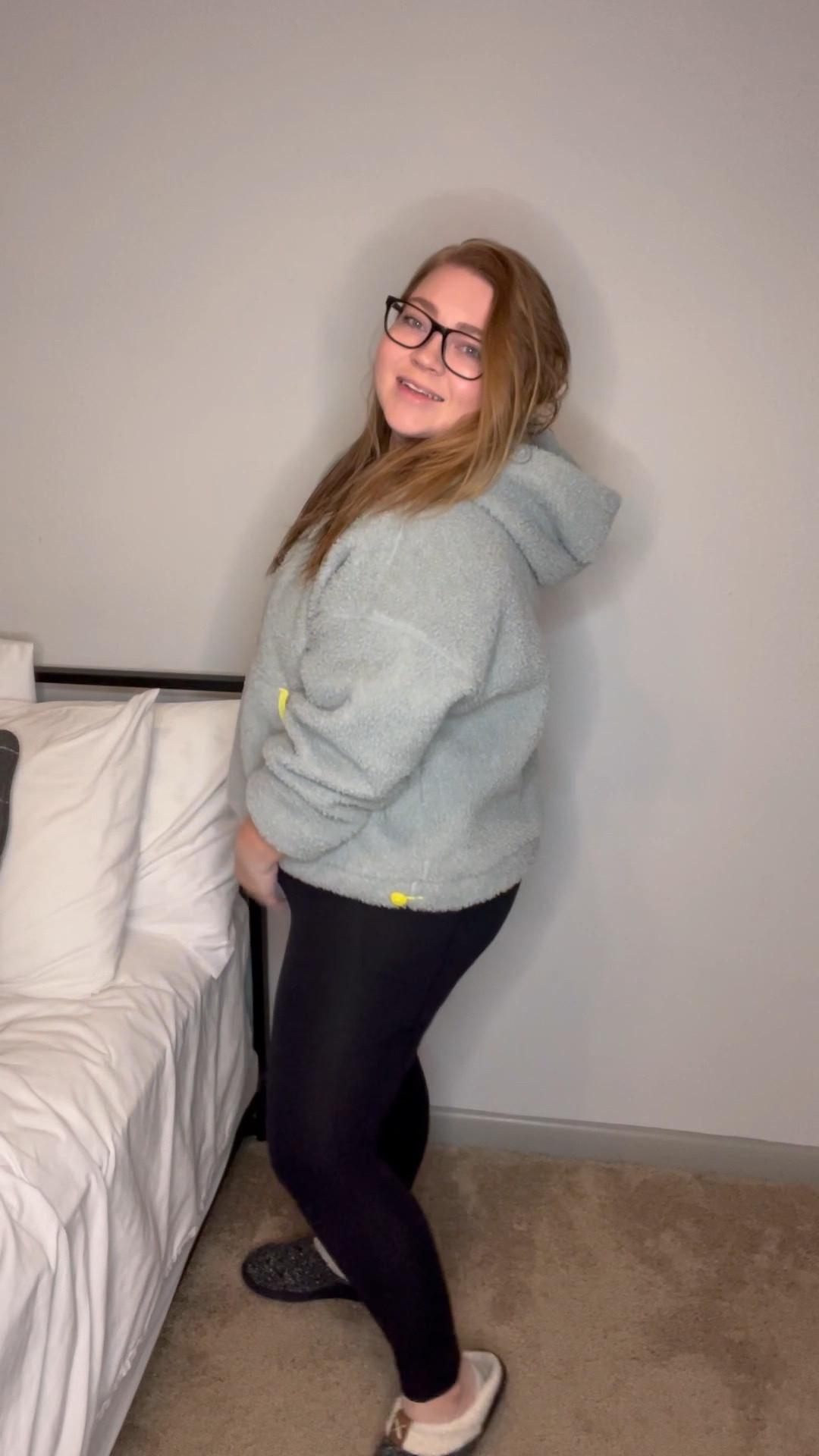 Comfy at home outfit today! This Sherpa is so soft and warm, with my fav pair of leggings, and slippers. If I was going out, I’d throw on some black sneakers!

Sherpa Pullover, Black Leggings with Pockets, Black Crop Tank w/ Built in Bra, No Show Socks, Slippers, Dainty Necklace

#LTKunder50 #LTKfit #LTKSeasonal