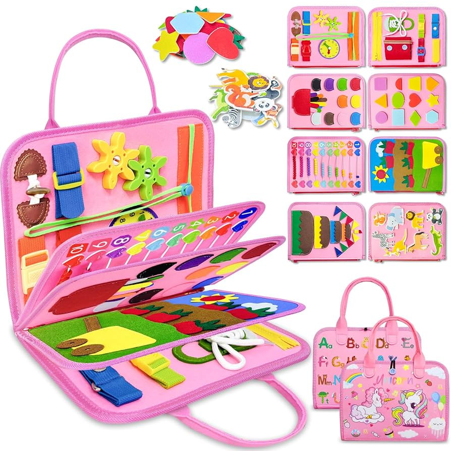 Exorany Busy Board Montessori Toys for Toddler Girl Birthday Gifts, Busy Book Sensory Learning To... | Amazon (US)