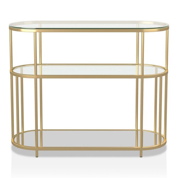 Invergarry Mirrored and Tempered Glass Sofa Table Gold - miBasics | Target