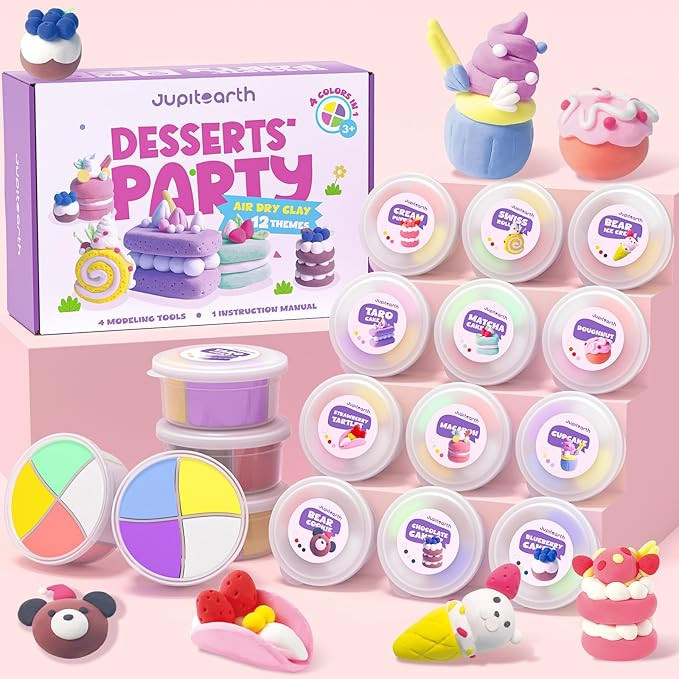 Air Dry Clay for Kids,12 Desserts Theme Party Foam Clay,Ultra Light Modeling Clay Kit, DIY Art an... | Amazon (US)