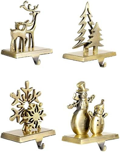 4-Pack Christmas Stocking Holders for Mantle Christmas Stocking Hangers for Fireplace Anti-Slip R... | Amazon (US)