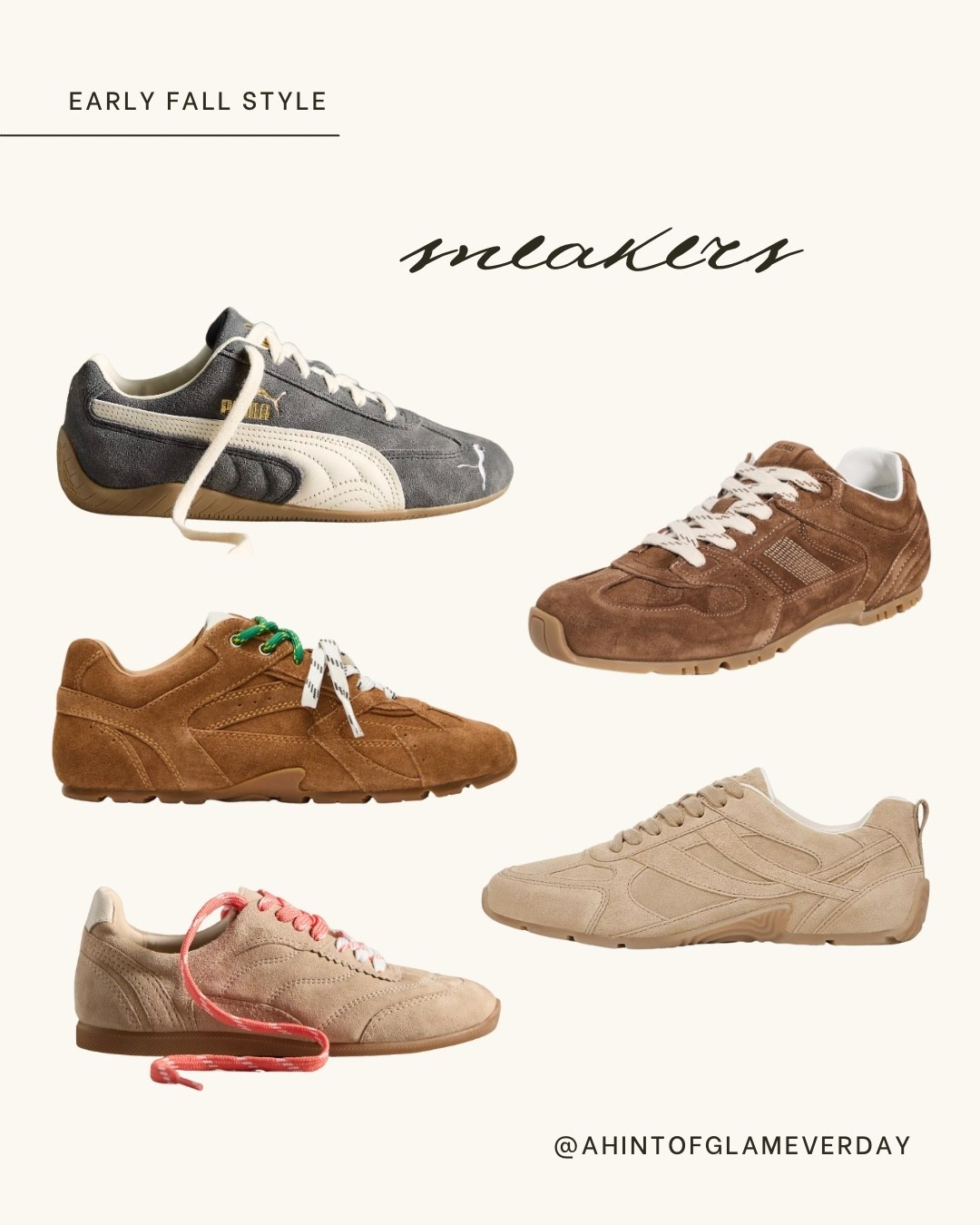 Early fall style inspo. Sneakers. 
Slim profile sneakers in suede textures. Beautiful brown tones and other neutrals to go with fall outfits  

#LTKShoeCrush #LTKautumn #LTKStyleTip