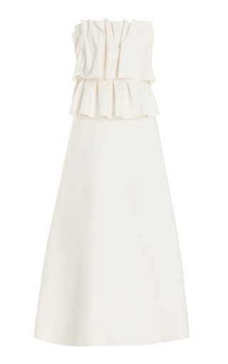 Ruffled Stretch-Crepe Strapless Midi Dress | Moda Operandi (Global)