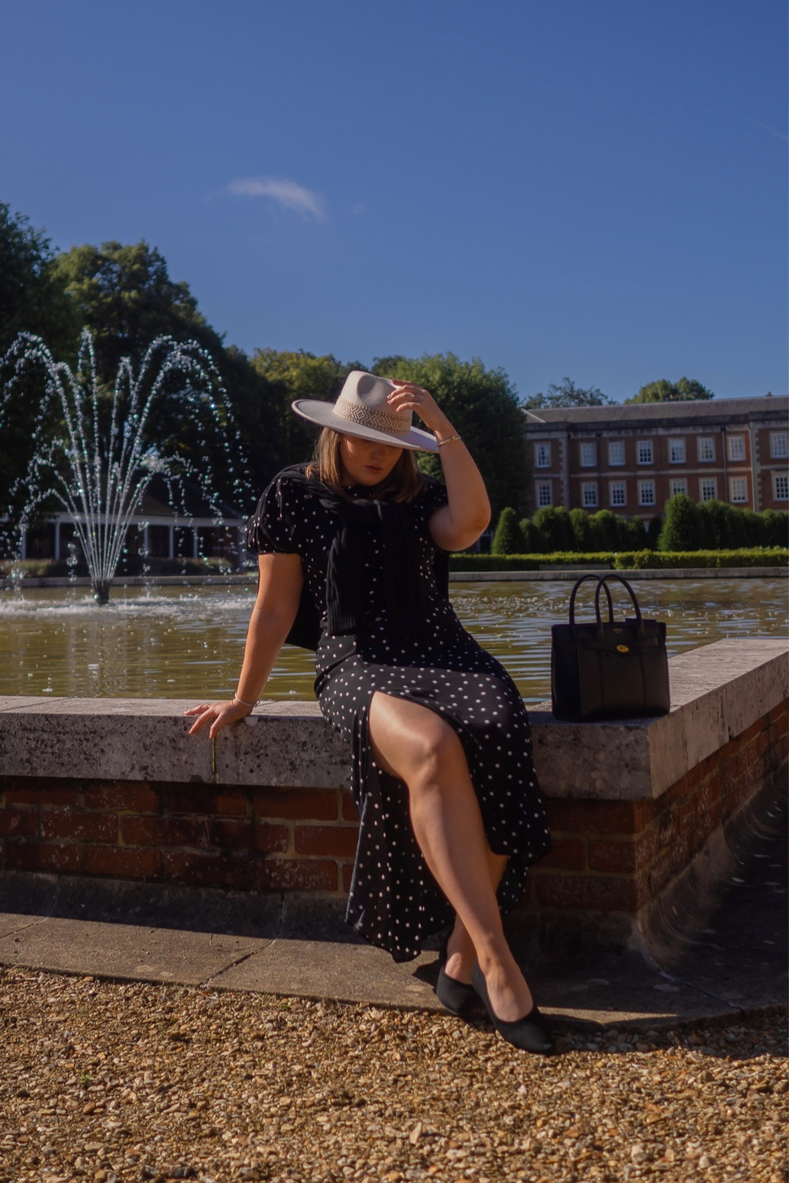 Polka dot dress - transitional styling 