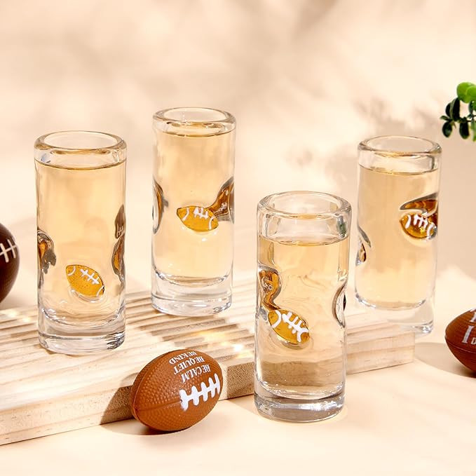 4 Pcs Football Party Shot Glasses - 2.8 oz Funny Icon Shot Glass Cup with Heavy Base for Tequila,... | Amazon (US)