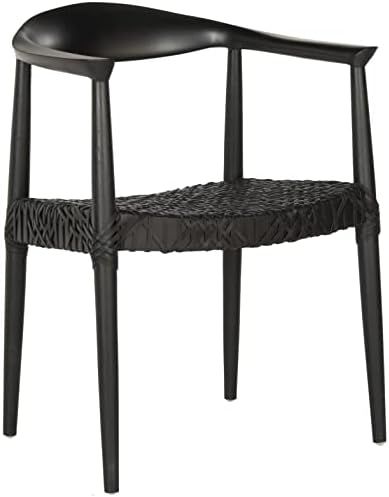 Safavieh Home Bandelier 17-inch Boho Modern Woven Arm Chair, Black/Black | Amazon (US)