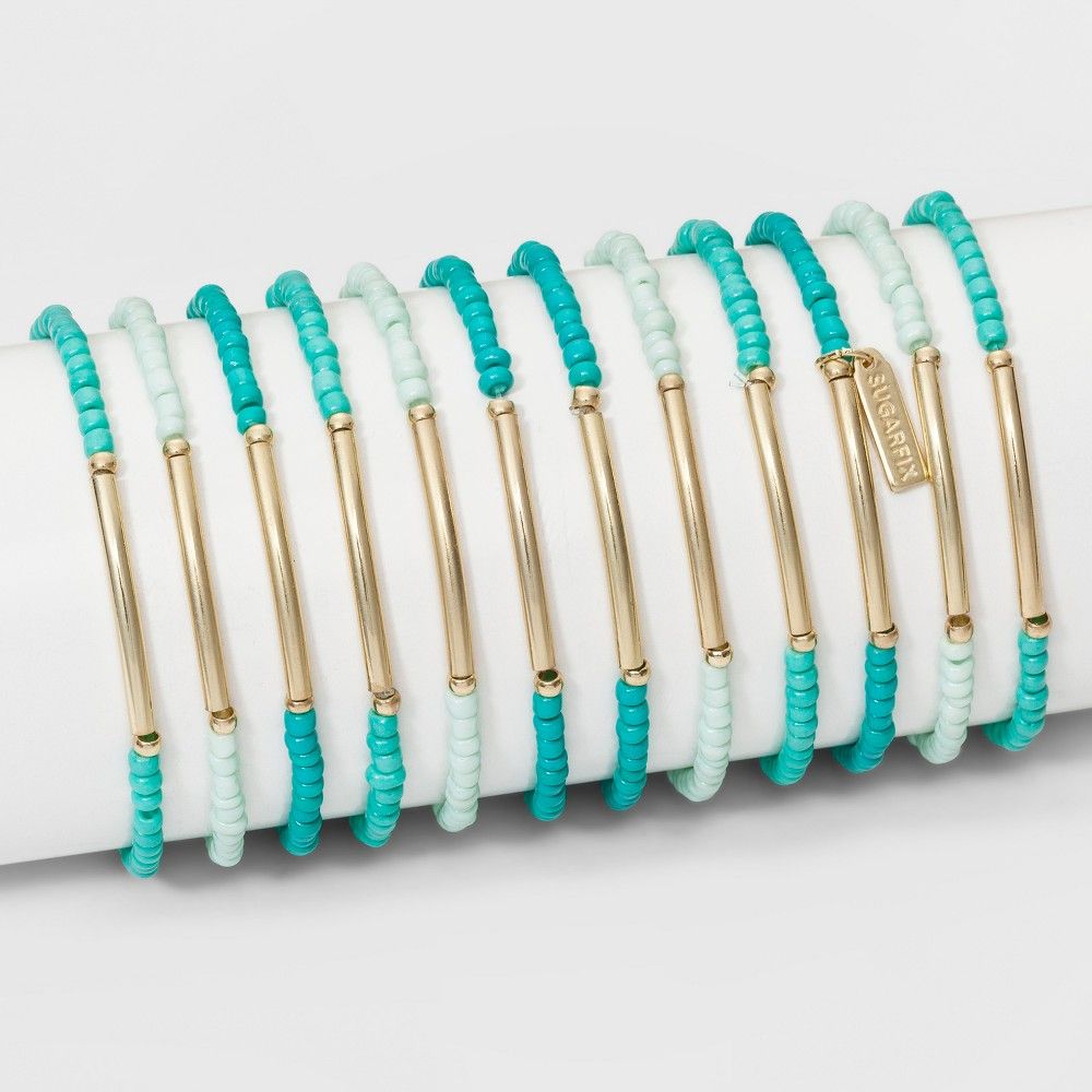 Sugarfix by BaubleBar Beaded Bracelet Set of Eight - Teal, Girl's | Target