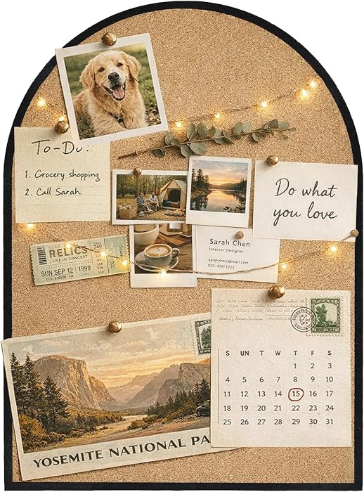 Self-Adhesive Arch Pin Cork Board, 10.4" x 14.4" 1/2" Thick (Black) | Amazon (US)