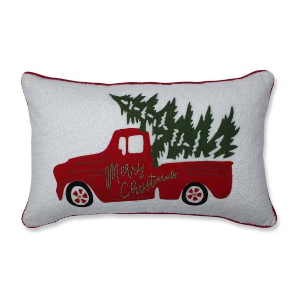 11.5"x18.5" Christmas Truck Spruce Lumbar Throw Pillow - Pillow Perfect | Target