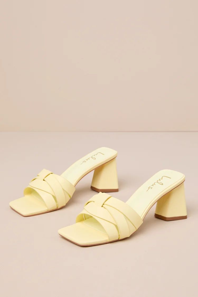 Maxence Butter Yellow Strappy High Heel Slide Sandals | Lulus