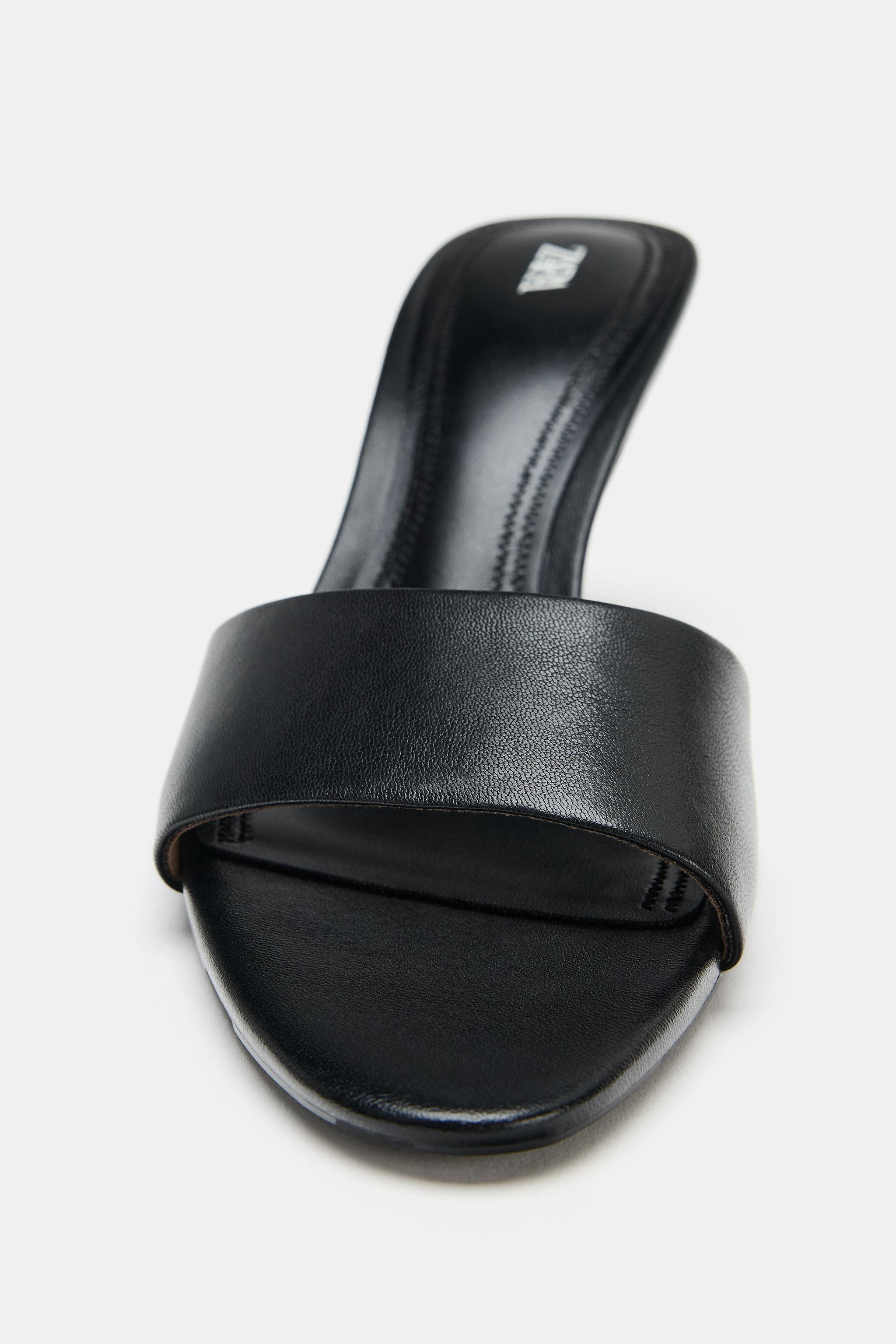 Leather heeled sandals. Mule style. High stiletto heel. Round toe.Heel height: 3.1 inches (8 cm) | Zara US