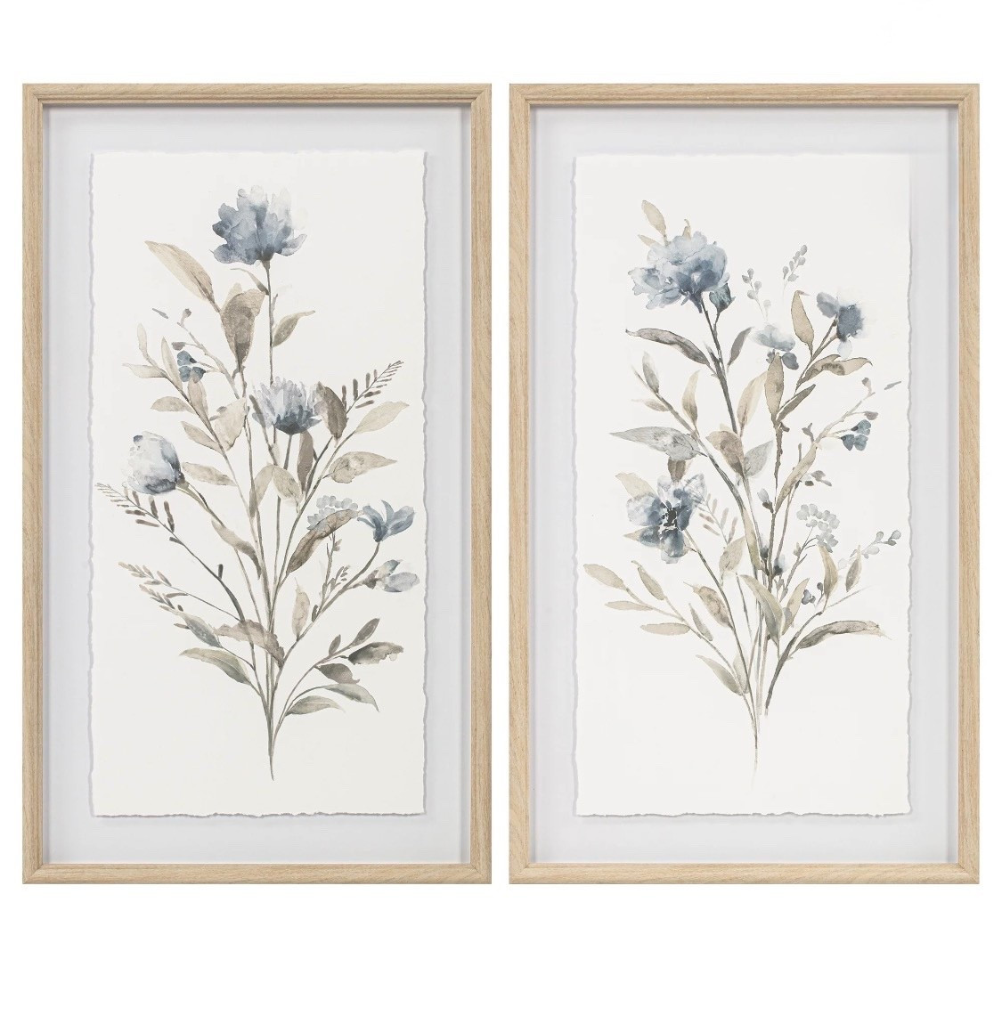 These are absolutely gorgeous Watercolor rendering of blue and green botanicals. Dimensions: 17x29x1.5 each piece. Two D-Ring hangers. Beechwood Polystyrene frame

#LTKHome #LTKSeasonal #LTKOver40