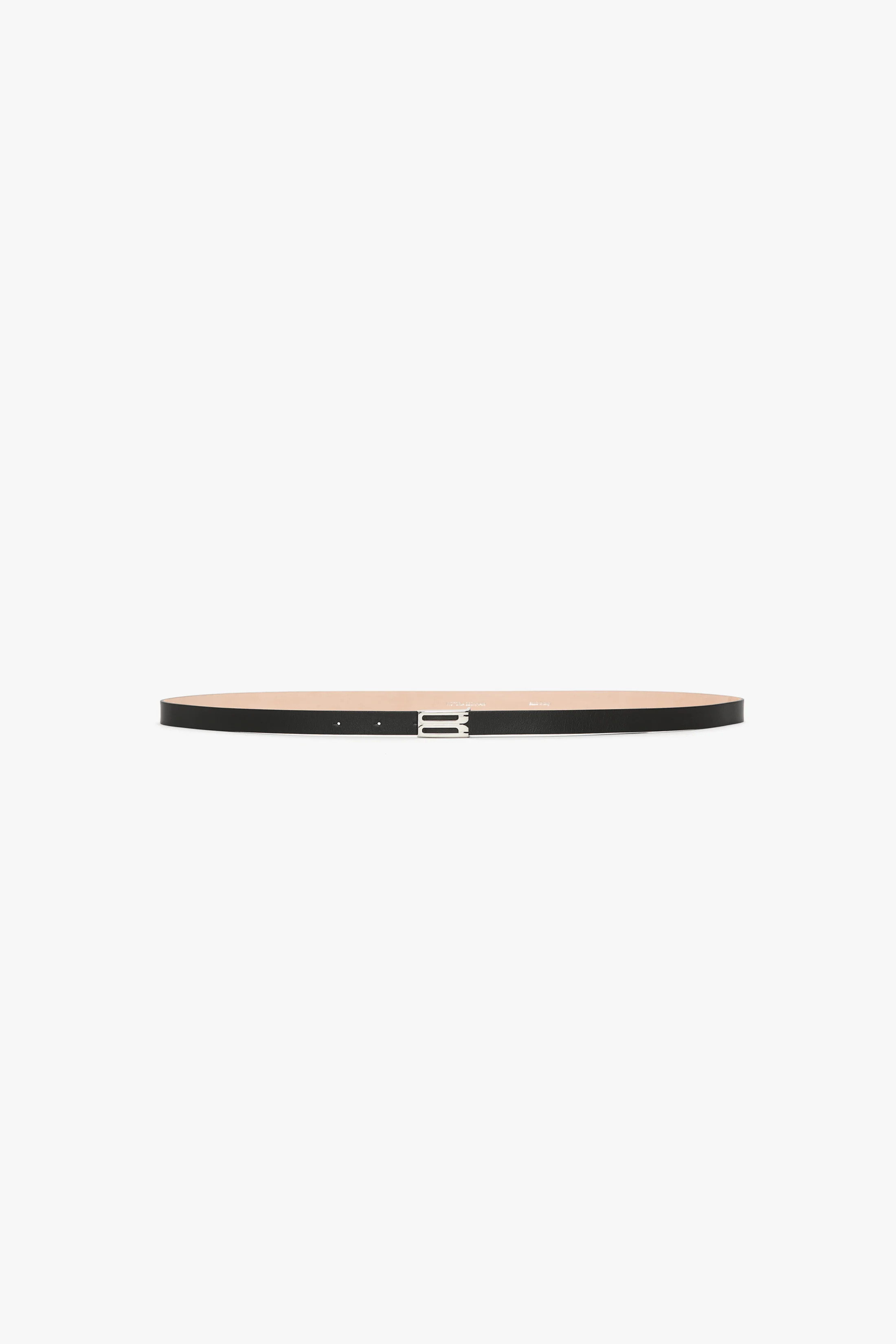 Silver Buckle Micro Dorian Belt In Black Grained Leather | Victoria Beckham UK