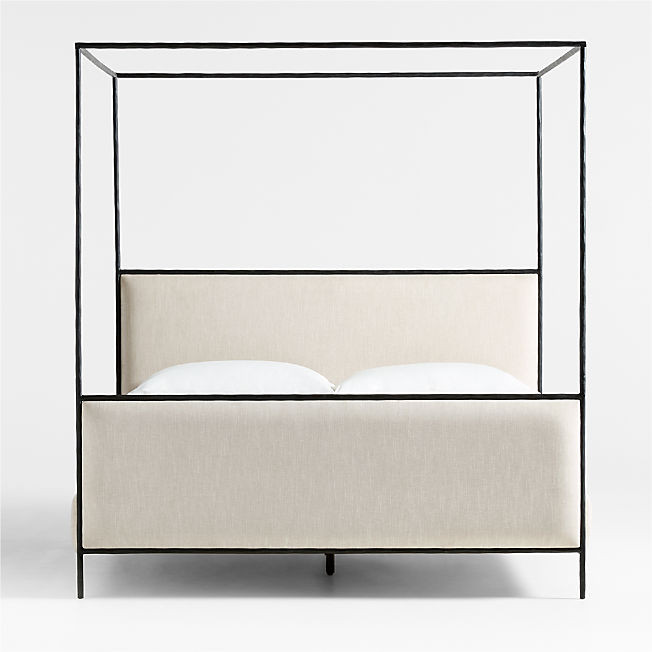 Dahlia Hand-Forged Steel Framed Upholstered Canopy King Bed + Reviews | Crate & Barrel | Crate & Barrel