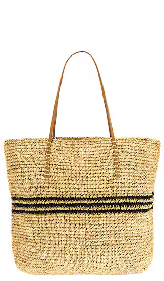 Luxe Stripe Tote in Natural and Black | Revolve Clothing (Global)